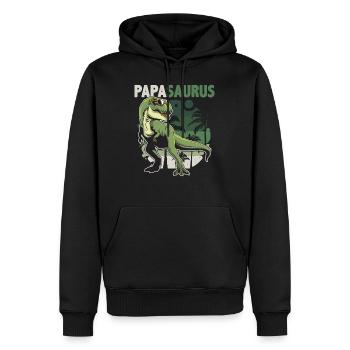 Papasaurus - Papa T Rex Dinosaure Cadeau - Sweat à capuche Premium bio Homme - noir - Devant - Nico (187cm)