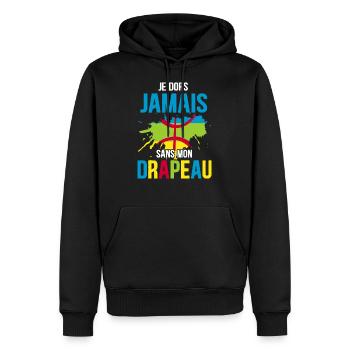 Drapeau Kabyle Berbère Amazigh Humour - Sweat à capuche Premium bio Homme - noir - Devant - Nico (187cm)