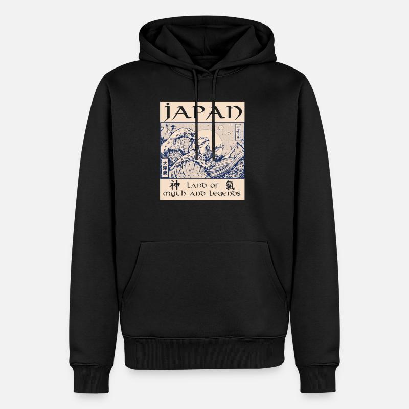 Japan Geschichte Dämon Tsunami - Männer Premium Bio Hoodie - Schwarz