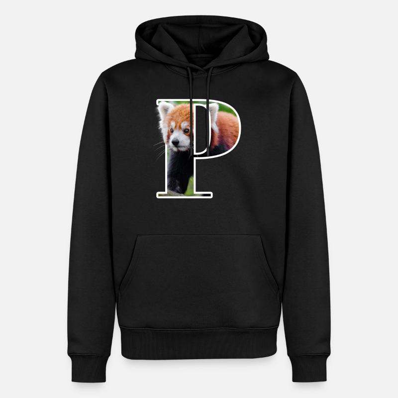 Panda Rot - Männer Premium Bio Hoodie - Schwarz