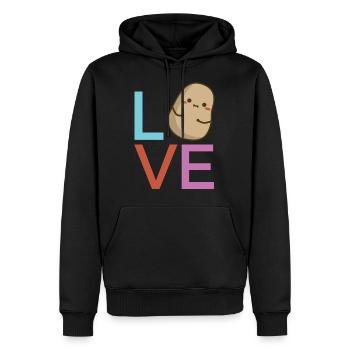 Love pomme de terre - Sweat à capuche Premium bio Homme - noir - Devant - Nico (187cm)