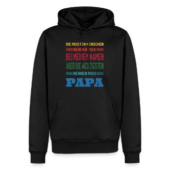 Papa Vatertag Männer Vatertag sprüche - Männer Premium Bio Hoodie - Schwarz - Vorne - Nico (187cm)