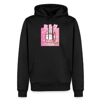 Funny Retro 90s Japan Strawberry Milk Strawberry - Men’s Premium Organic Hoodie - black - Front - Nico (187cm)