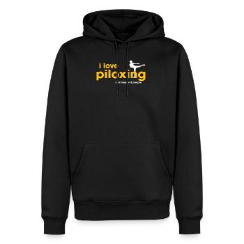 I Love Piloxing - Sweat à capuche Premium bio Homme - noir - Devant - Nico (187cm)