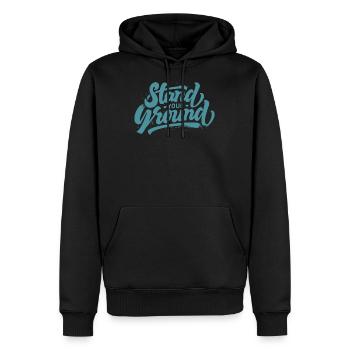 Stand your ground - Männer Premium Bio Hoodie - Schwarz - Vorne - Nico (187cm)