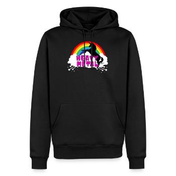 Damen chemise en métal lourd Unicorn Einhorn Regenbogen - Sweat à capuche Premium bio Homme - noir - Devant - Nico (187cm)