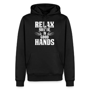 Physiothérapeute - Sweat à capuche Premium bio Homme - noir - Devant - Nico (187cm)
