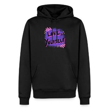 Love Yourself - Bright, Bold, Self Love - Men’s Premium Organic Hoodie - black - Front - Nico (187cm)