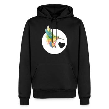 Kolibri Colibri mit Herz Frühling Design - Männer Premium Bio Hoodie - Schwarz - Vorne - Nico (187cm)