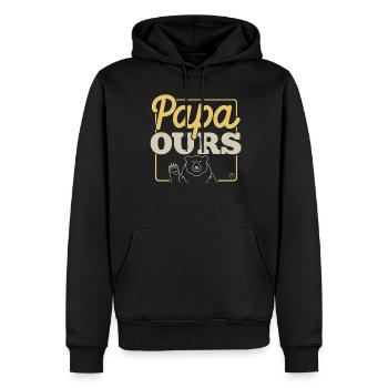 Papa ours 1 - Sweat à capuche Premium bio Homme - noir - Devant - Nico (187cm)