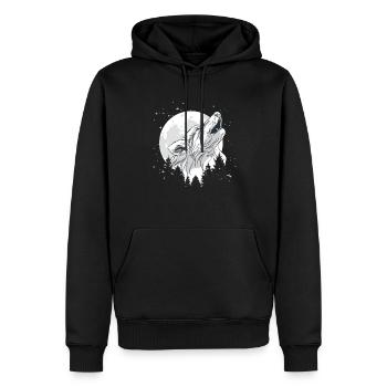 Moon with a wolf - Men’s Premium Organic Hoodie - black - Front - Nico (187cm)
