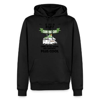 Papy plus cool en camping car - Sweat à capuche Premium bio Homme - noir - Devant - Nico (187cm)