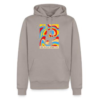 Amboss Schmiedekunst - Männer Premium Bio Hoodie - Taupe - Vorne - Nico (187cm)