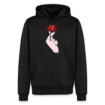 Finger Heart Saranghae Koreanische Popmusik K-pop - Männer Premium Bio Hoodie - Schwarz - Vorne - Nico (187cm)