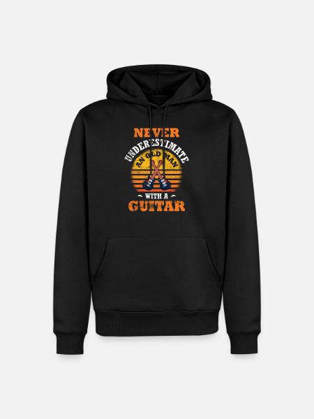 Guitariste Papa - Sweat à capuche Premium bio Homme - noir