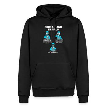 Plongeur Main Signe Scuba Diving - Sweat à capuche Premium bio Homme - noir - Devant - Nico (187cm)