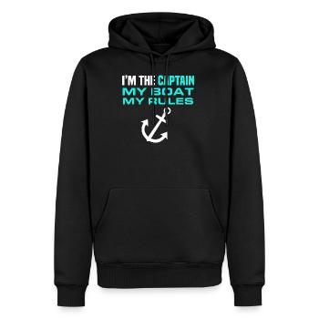 Drôle Mon bateau Mes règles Je suis le capitaine - Sweat à capuche Premium bio Homme - noir - Devant - Nico (187cm)