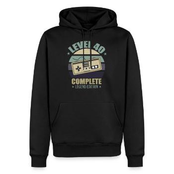Level 40 - Men’s Premium Organic Hoodie - black - Front - Nico (187cm)
