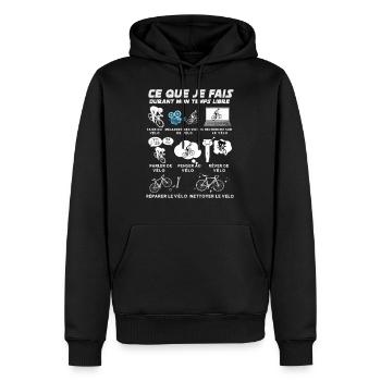 Vélo, cyclisme temps libre passion route - Sweat à capuche Premium bio Homme - noir - Devant - Nico (187cm)