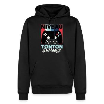 Futur Tonton Gamer Annonce Grossesse Oncle Geek - Sweat à capuche Premium bio Homme - noir - Devant - Nico (187cm)