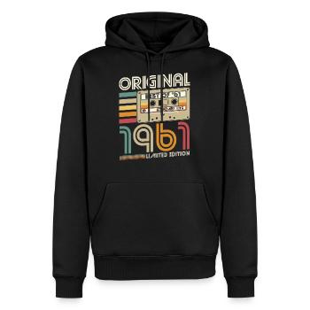 Jahrgang 1961 geboren Retro 1961 Geburtstag - Männer Premium Bio Hoodie - Schwarz - Vorne - Nico (187cm)