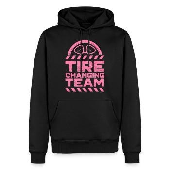 Reifenwechsel Mannschaft Wechseln Reifen Auto - Männer Premium Bio Hoodie - Schwarz - Vorne - Nico (187cm)