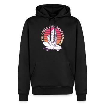 Skater Girl Design Yes Girls can Skateboard - Männer Premium Bio Hoodie - Schwarz - Vorne - Nico (187cm)
