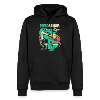 Famille Cadeau Grand frère Dinosaure Humour T Rex - Sweat à capuche Premium bio Homme - noir - Devant - Nico (187cm)