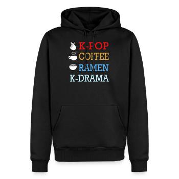 K-Pop Café Korea Pop Kdrama Kpop Corée - Sweat à capuche Premium bio Homme - noir - Devant - Nico (187cm)