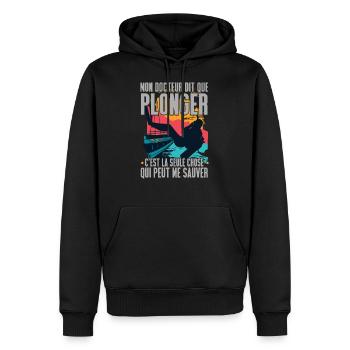 Plongée Sous Marine Humour Idée Cadeau Plongeur - Sweat à capuche Premium bio Homme - noir - Devant - Nico (187cm)