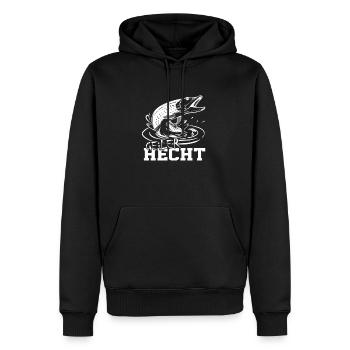 Raubfisch angeln Hecht Lustiger Angler Spruch - Männer Premium Bio Hoodie - Schwarz - Vorne - Nico (187cm)