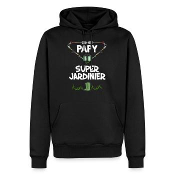 Super papy jardinier, idée cadeau retraité - Sweat à capuche Premium bio Homme - noir - Devant - Nico (187cm)