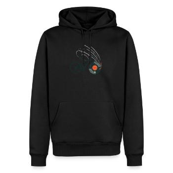 Vintage Fahrrad Schallplatte - Männer Premium Bio Hoodie - Schwarz - Vorne - Nico (187cm)