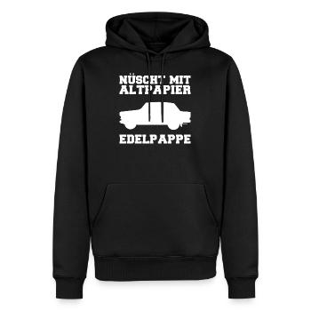 DDR Trabi Auto Ossis Geschenk - Männer Premium Bio Hoodie - Schwarz - Vorne - Nico (187cm)