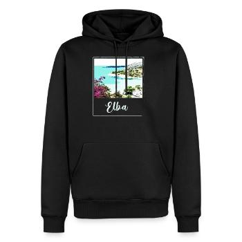 elba , insel,blau,, aquarell, italien - Männer Premium Bio Hoodie - Schwarz - Vorne - Nico (187cm)