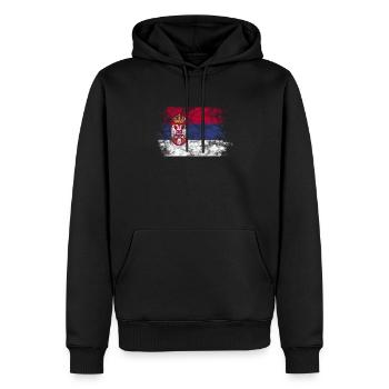 Serbien Flagge Grunge Vintage Nationalfarben - Männer Premium Bio Hoodie - Schwarz - Vorne - Nico (187cm)
