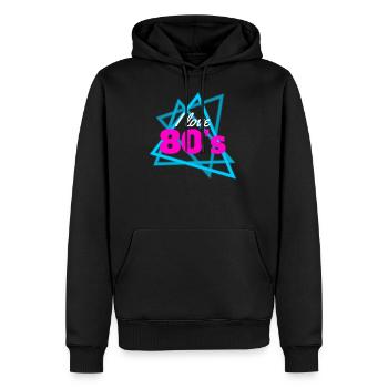 I love 80s - Männer Premium Bio Hoodie - Schwarz - Vorne - Nico (187cm)