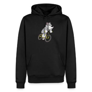 Mountainbike Wolf - Männer Premium Bio Hoodie - Schwarz - Vorne - Nico (187cm)