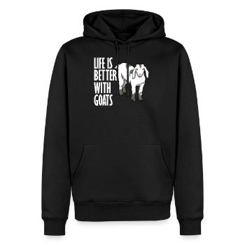 Leben mit Ziegen Ironisches Bauernhoftier - Männer Premium Bio Hoodie - Schwarz - Vorne - Nico (187cm)