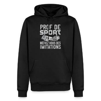 Prof De Sport Le Seul Le Vrai Cadeau Professeur - Sweat à capuche Premium bio Homme - noir - Devant - Nico (187cm)
