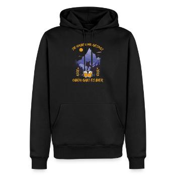 lustiges Wander Shirt Sie sagten oben gibt es Bier - Männer Premium Bio Hoodie - Schwarz - Vorne - Nico (187cm)