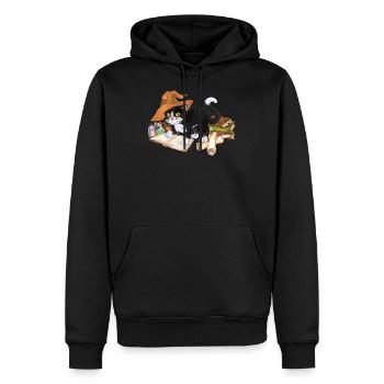 Katze Halloween dunkle Kunst Magie Zauberei Hexe - Männer Premium Bio Hoodie - Schwarz - Vorne - Nico (187cm)
