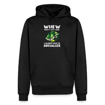 Drôle de tortue a presque dû socialiser - Sweat à capuche Premium bio Homme - noir - Devant - Nico (187cm)