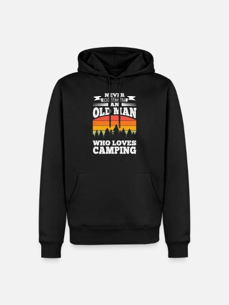Unterschätzen Alter Mann Camping mit Wohnmobil - Herre Premium økologisk hoodie - sort
