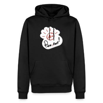 Père-fect - Sweat à capuche Premium bio Homme - noir - Devant - Nico (187cm)