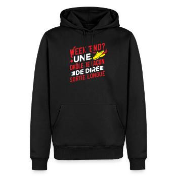 Sortie Longue Humour Marathon Idée Cadeau Marathon - Sweat à capuche Premium bio Homme - noir - Devant - Nico (187cm)
