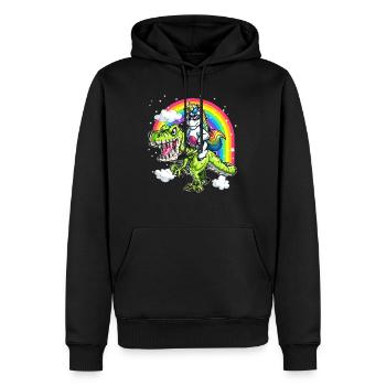 Einhorn Über T Rex Tyrannosaurus Jubiläumsfeier - Männer Premium Bio Hoodie - Schwarz - Vorne - Nico (187cm)