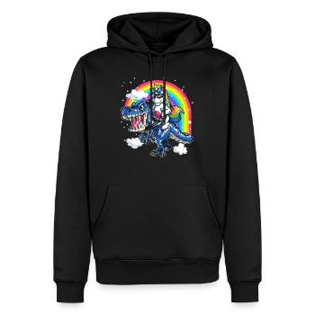Einhorn Über T Rex Tyrannosaurus Jubiläumsfeier - Männer Premium Bio Hoodie - Schwarz - Vorne - Nico (187cm)