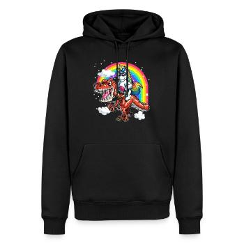 Einhorn Über T Rex Tyrannosaurus Jubiläumsfeier - Männer Premium Bio Hoodie - Schwarz - Vorne - Nico (187cm)