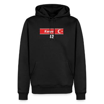 42 Konya Plaque d’immatriculation turque en cadeau - Sweat à capuche Premium bio Homme - noir - Devant - Nico (187cm)